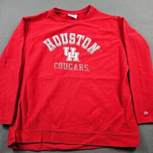 Champion Houston Cougars Shirt Thermal Long Sleeve Ribbed Red Mens Large